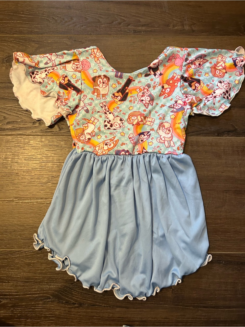 Light Blue Rainbow Bluey Bubble Dress for Girls